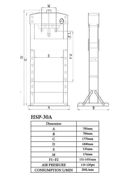 Baileigh HSP-30A Pneumatic Workshop Press - image 7