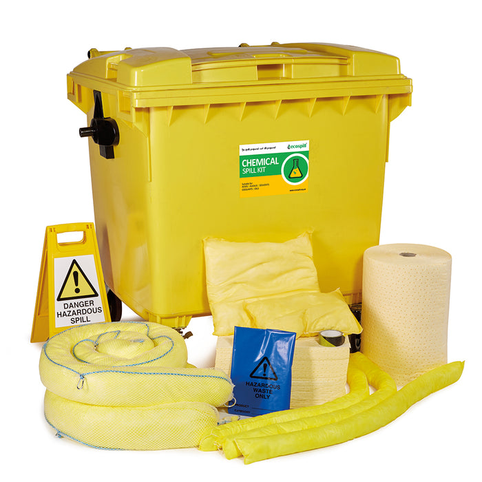 1000L Chemical Spill Kit 4 Wheel PE Bin