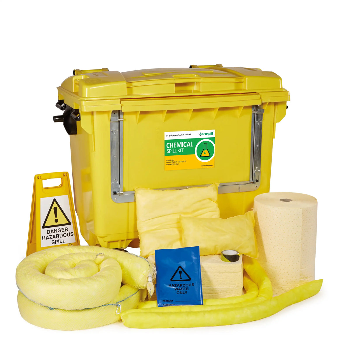 600L Chemical Spill Kit 4 Drop Front Wheel PE Bin