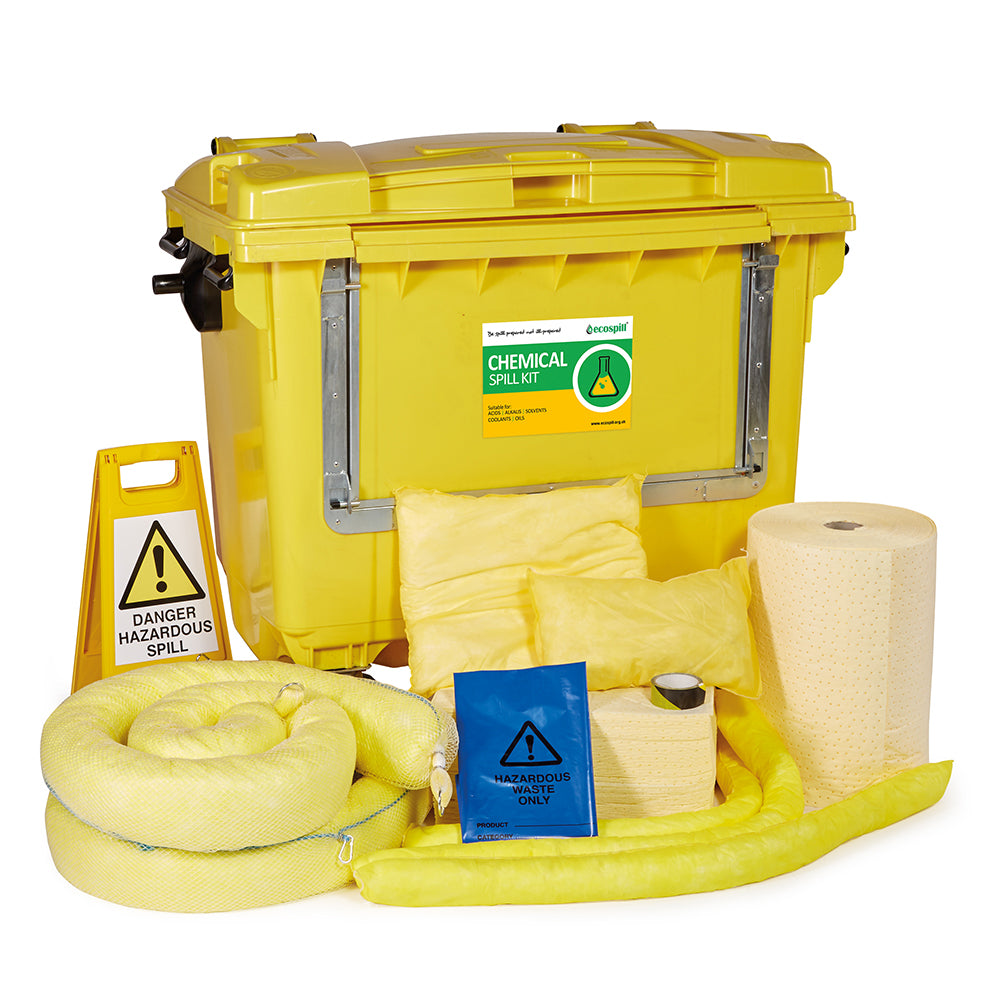 1000L Chemical Spill Kit 4 Drop Front Wheel PE Bin