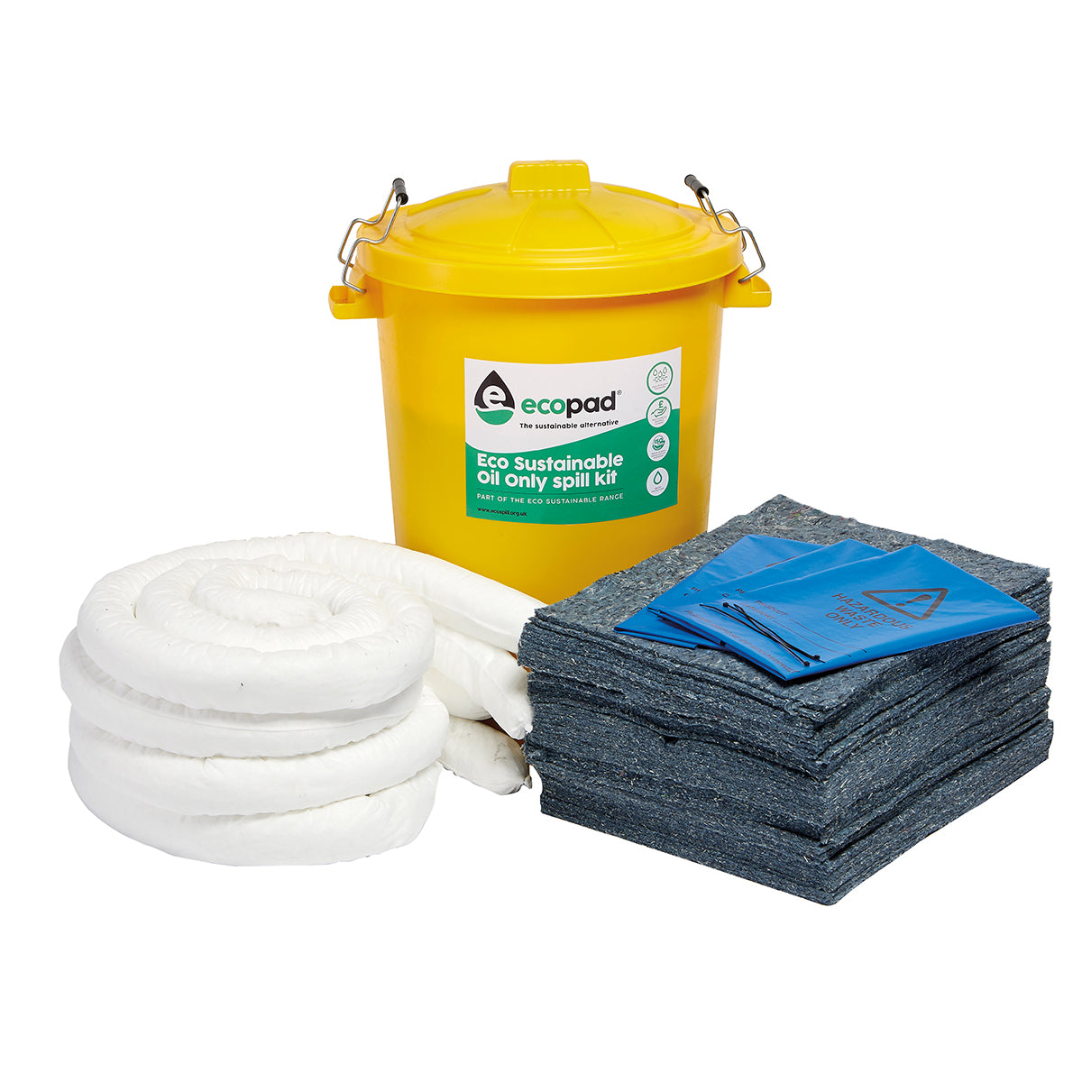 Eco Sustainable 90L Oil Only Spill Response Kit Circular PE Bin