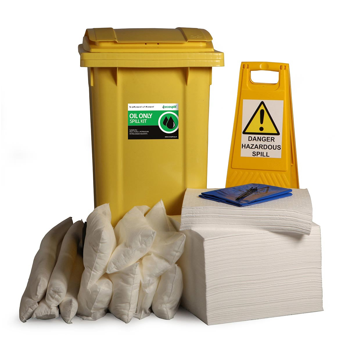 240L Oil Only Spill Response Kit 2 Wheel PE Bin
