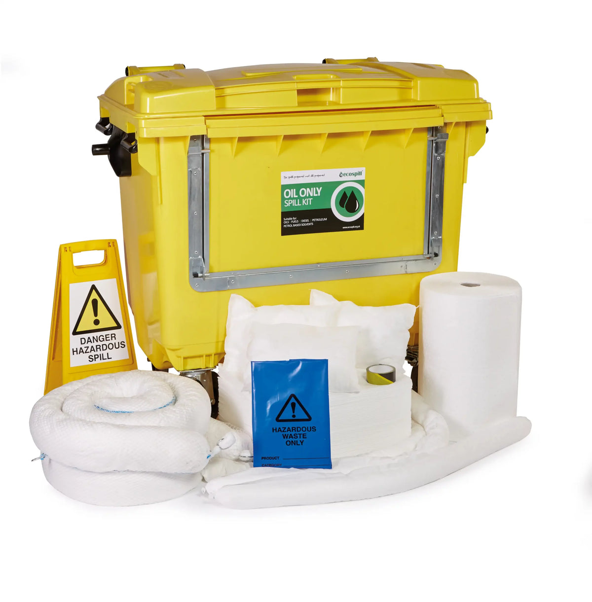 600L Oil Only Spill Kit 4 Drop Front Wheel PE Bin