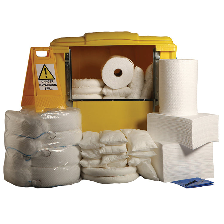 1000L Oil Only Spill Kit 4 Drop Front Wheel PE Bin
