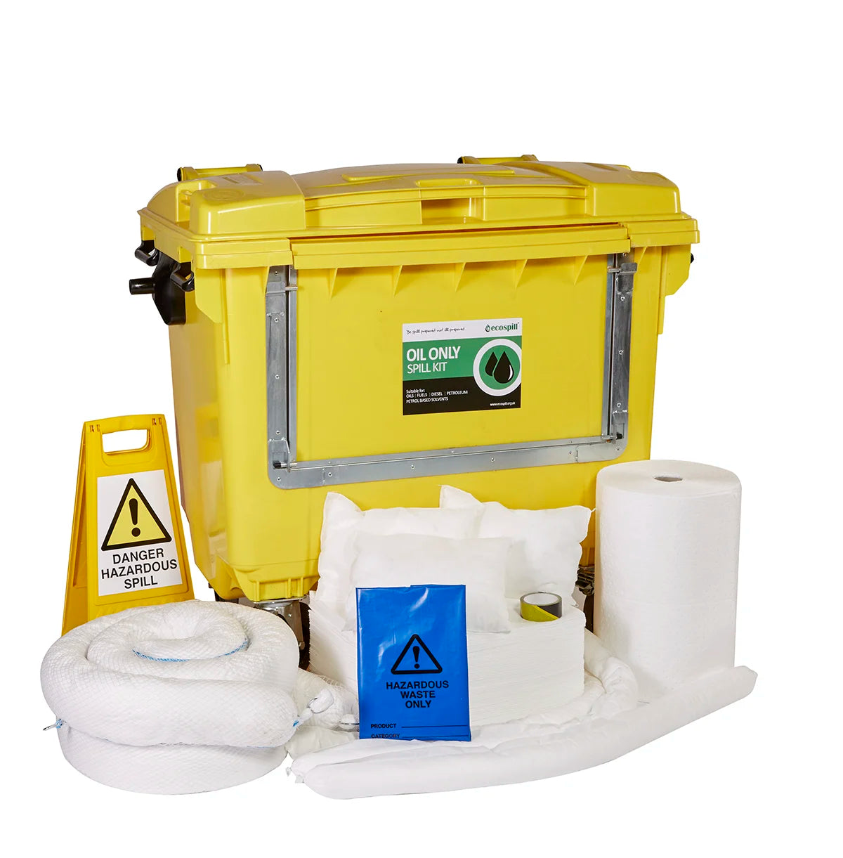 1000L Oil Only Spill Kit 4 Drop Front Wheel PE Bin