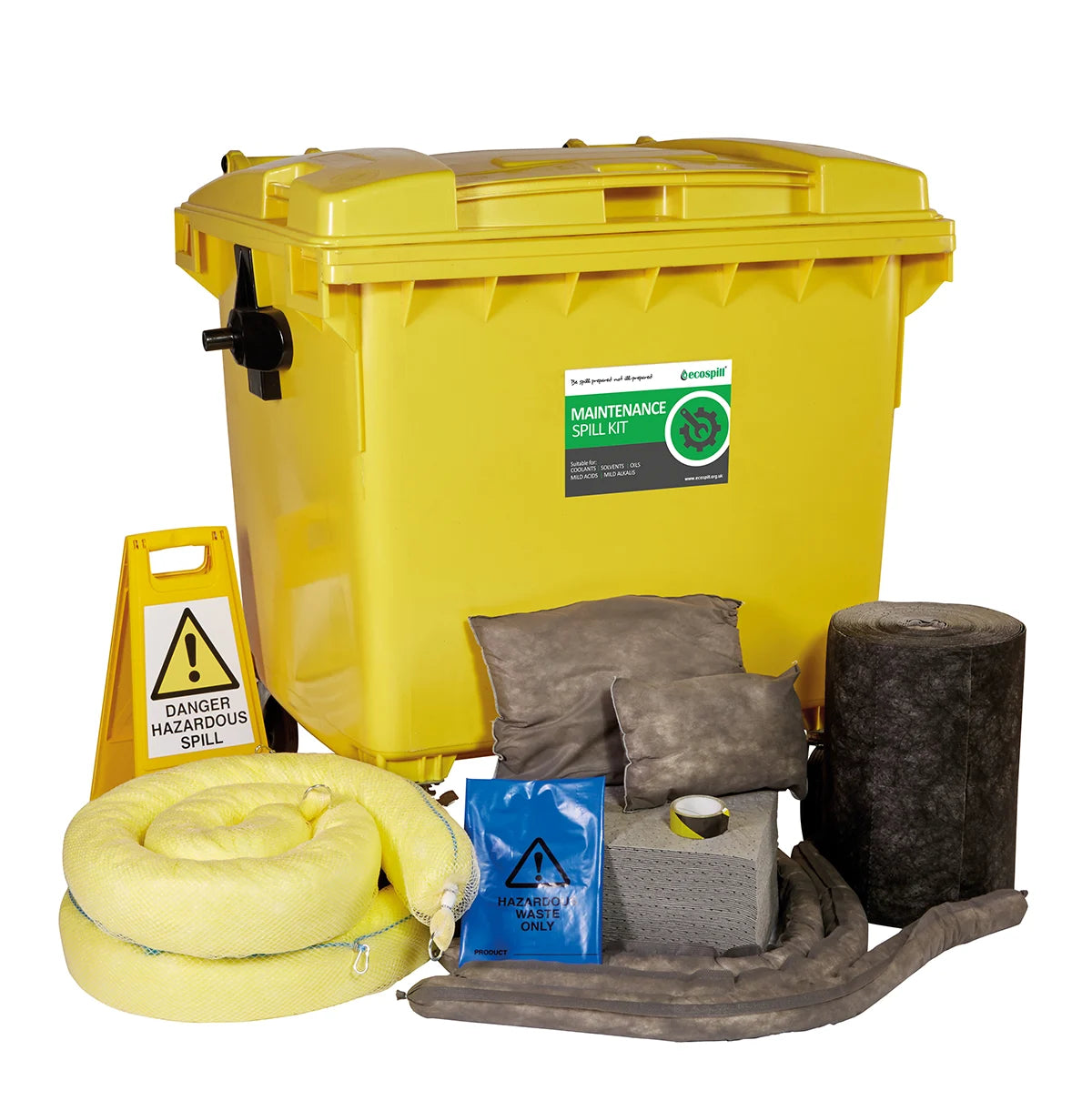 1000L Maintenance Spill Kit 4 Wheel PE Bin