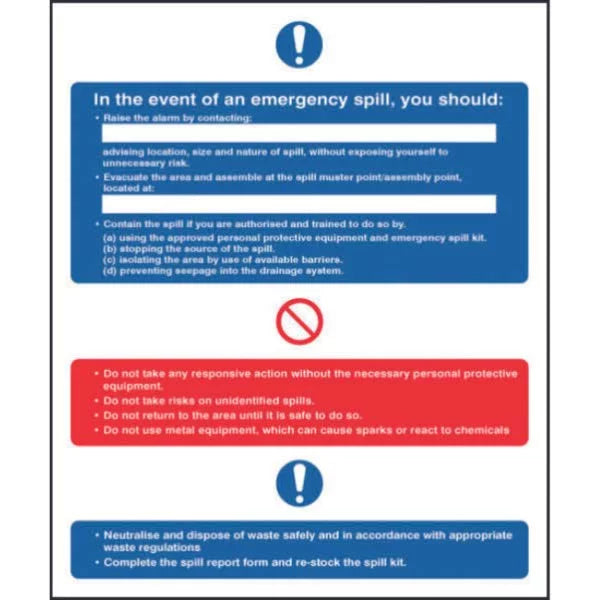 In The Event Of An Emergency Spill SAV 300mm x 250mm