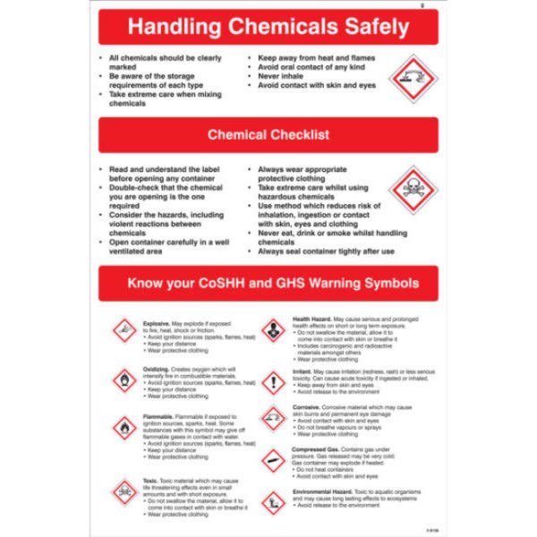 Poster Handling Chemicals Safely RP 400 x 600mm